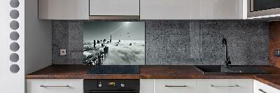 Glasrückwand für die küche Nebel über Dubai