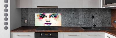 Glasrückwand für die küche Porträt einer Frau