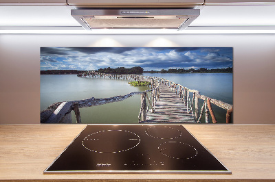 Küchen wandpaneel Holzbrücke