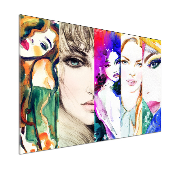 Glasrückwand für die küche Frauenporträts