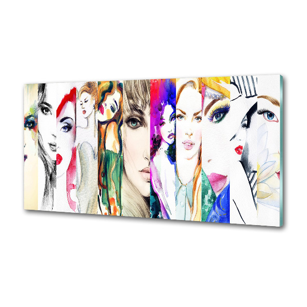 Glasrückwand für die küche Frauenporträts