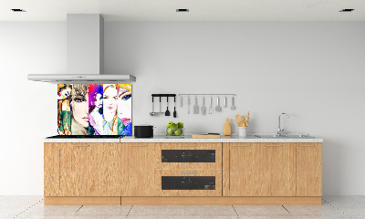 Glasrückwand für die küche Frauenporträts