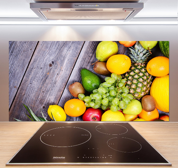 Platte für Küchenrückwand Früchte auf Holz