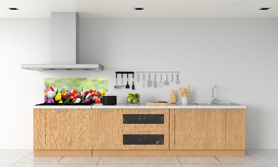 Küchen wandpaneel Bunte Tulpen