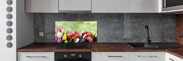 Küchen wandpaneel Bunte Tulpen