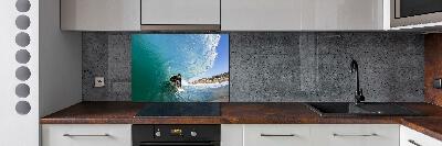 Platte für Küchenrückwand Surfer auf einer Welle