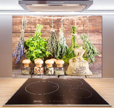 Platte für Küchenrückwand Kräuter an einer Schnur