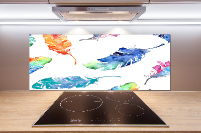 Glasrückwand für die küche Bunte Federn