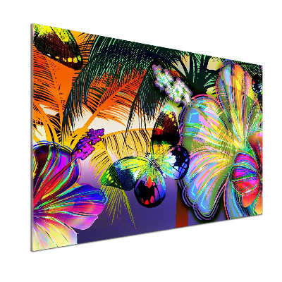 Küchen wandpaneel Blumen und ein Schmetterling