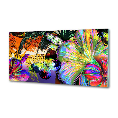 Küchen wandpaneel Blumen und ein Schmetterling