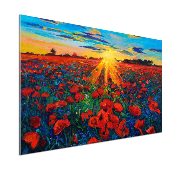 Glasrückwand für die küche Mohnfeld