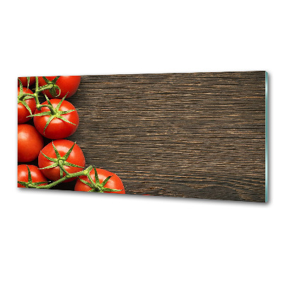 Glasrückwand für die küche Tomaten auf Holz