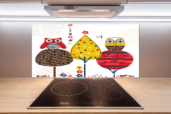 Glasrückwand für die küche Eulen auf einem Baum