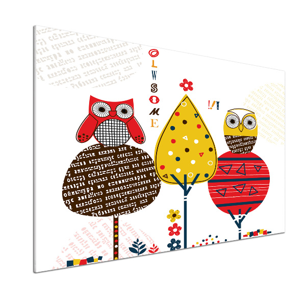 Glasrückwand für die küche Eulen auf einem Baum