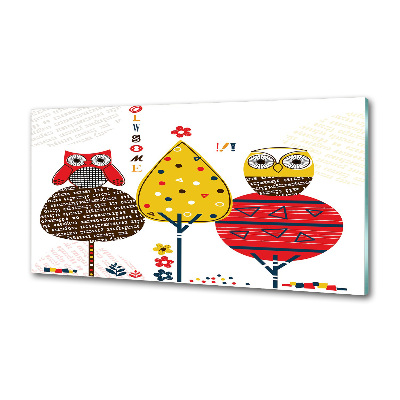 Glasrückwand für die küche Eulen auf einem Baum