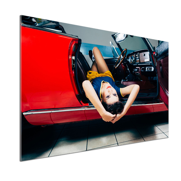 Küchen wandpaneel Frau im Auto