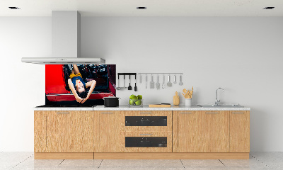 Küchen wandpaneel Frau im Auto