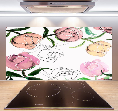 Glasrückwand für die küche Pfingstrosenknospen