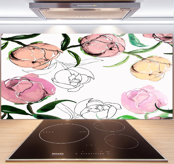 Glasrückwand für die küche Pfingstrosenknospen