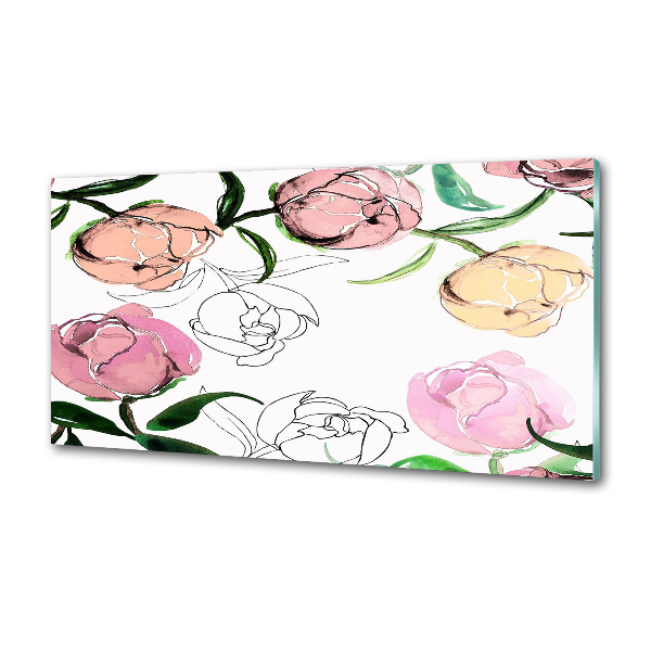 Glasrückwand für die küche Pfingstrosenknospen