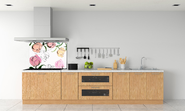 Glasrückwand für die küche Pfingstrosenknospen