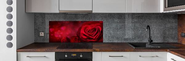 Platte für Küchenrückwand Herz aus roter Rose