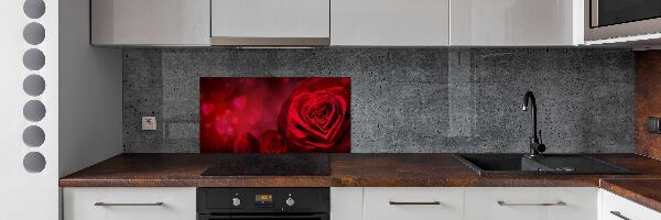 Platte für Küchenrückwand Herz aus roter Rose
