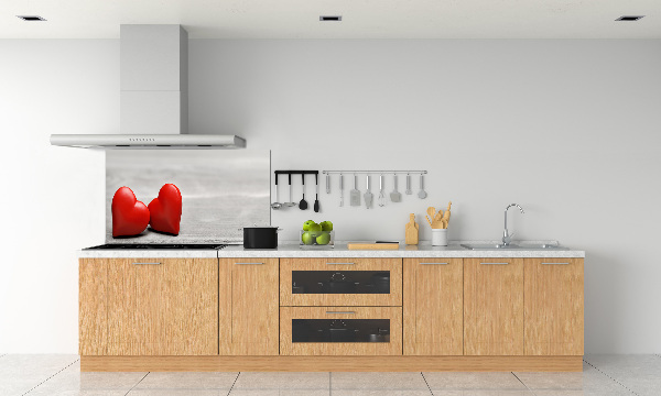 Platte für Küchenrückwand Herzen auf Holz