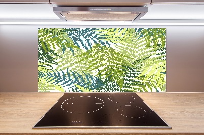 Glasrückwand für die küche Farnmuster
