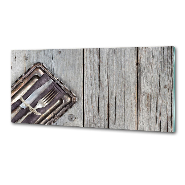 Küchen wandpaneel Besteck auf Brettern