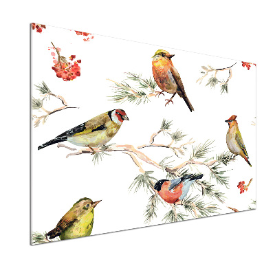 Küchen wandpaneel Waldvögel Pflanzen