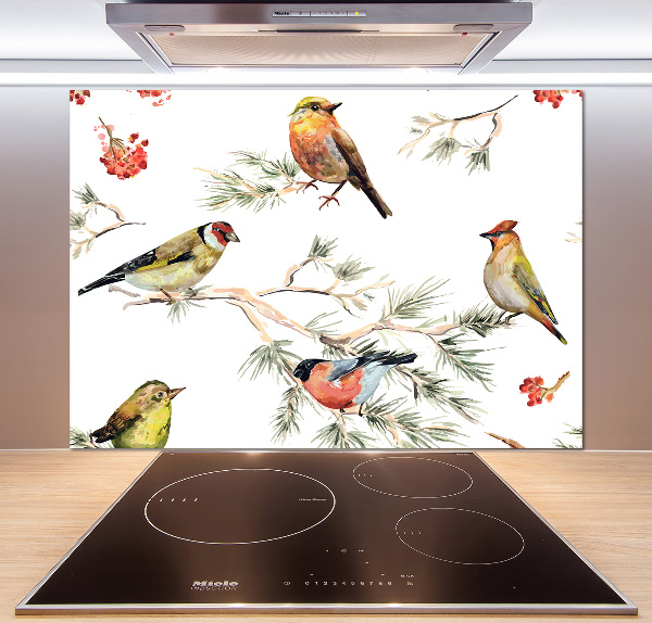 Küchen wandpaneel Waldvögel Pflanzen