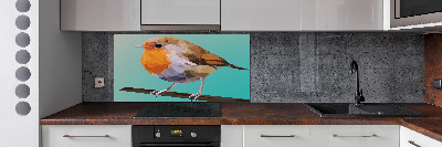 Glasrückwand für die küche Rotkehlchen