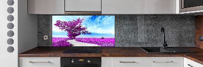 Glasrückwand für die küche Baum und Pfad