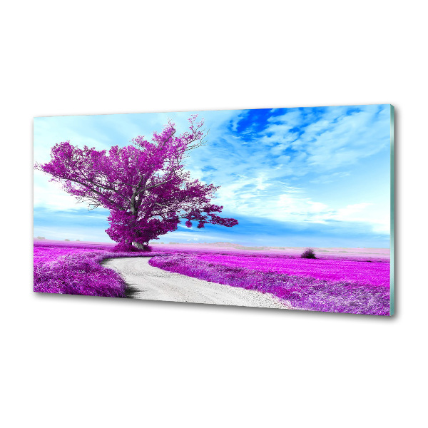 Glasrückwand für die küche Baum und Pfad