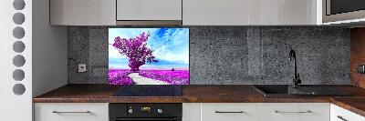 Glasrückwand für die küche Baum und Pfad