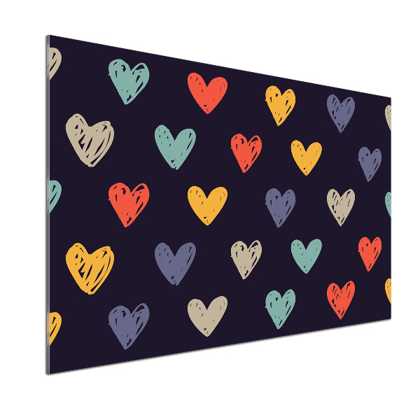 Glasrückwand für die küche Bunte Herzen