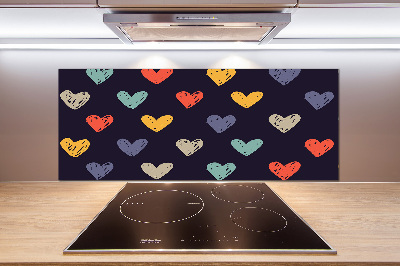 Glasrückwand für die küche Bunte Herzen