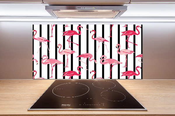Glasrückwand für die küche Gestreifte Flamingos