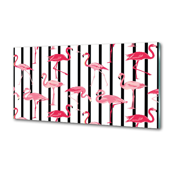 Glasrückwand für die küche Gestreifte Flamingos