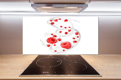 Glasrückwand für die küche Himbeeren mit Milch