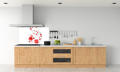 Glasrückwand für die küche Himbeeren mit Milch