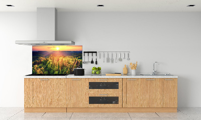 Glasrückwand für die küche Sonnenuntergang im Wald