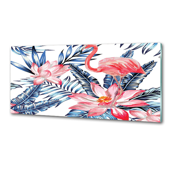 Platte für Küchenrückwand Flamingos und Pflanzen