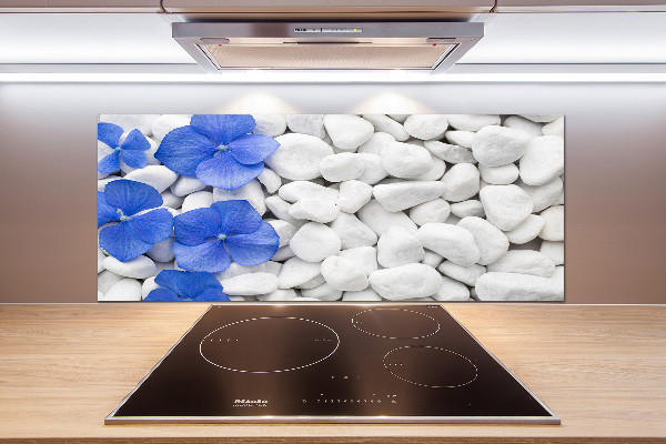 Glasrückwand für die küche Hortensie