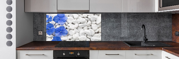 Glasrückwand für die küche Hortensie