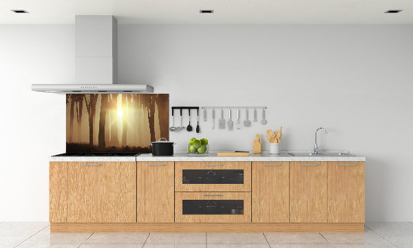 Glasrückwand für die küche Nebel im Wald