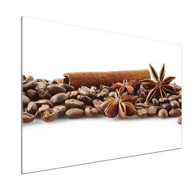 Glasrückwand für die küche Kaffeebohnen Zimt