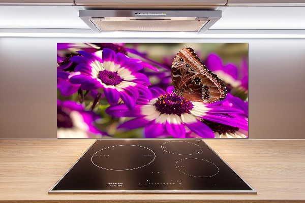 Küchen wandpaneel Schmetterling auf einer Blume