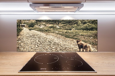 Küchen wandpaneel Zwei Hunde auf einem Hügel